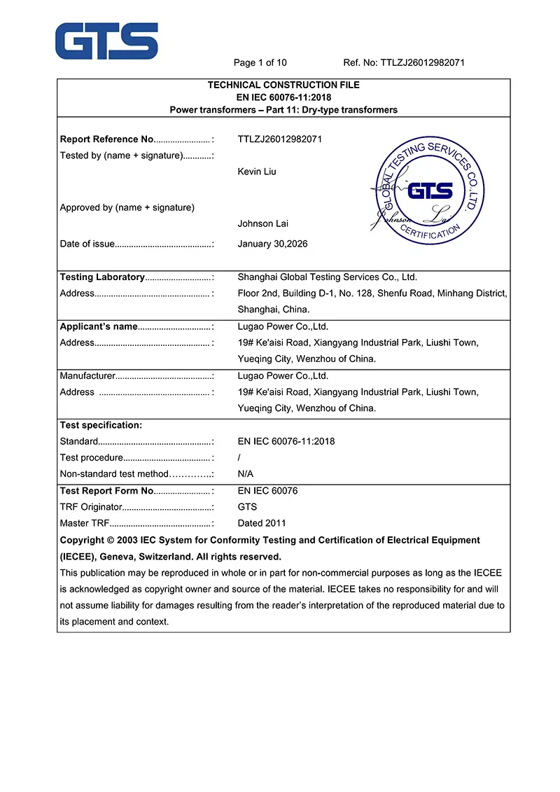 Dry Type Transformer IEC 60076